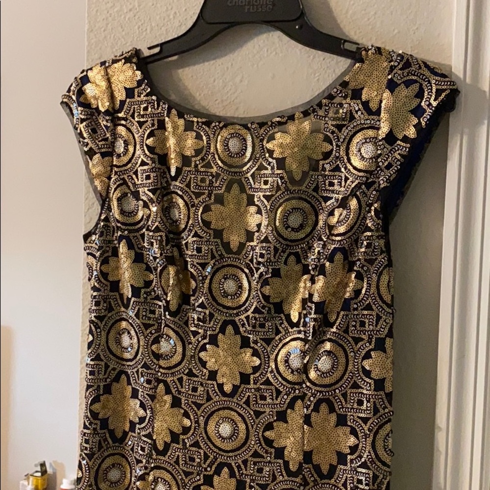 J S Collections black gold white embroidered gown